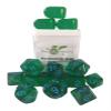 Translucent Dark Green w/Lt Blue Ink - Set of 15 Dice Set of 15 w/Arch'd4 view 1