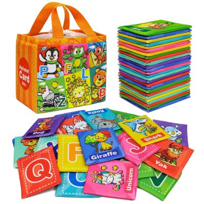 Dr.Rapeti Soft Alphabet Cards, 26pcs ABC Alphabet, 26 Letters Flash Cards with Storage Bag Washable Non-Toxic, Early Learning Toy, Baby Bath Toy for Baby Infant Toddler Kids