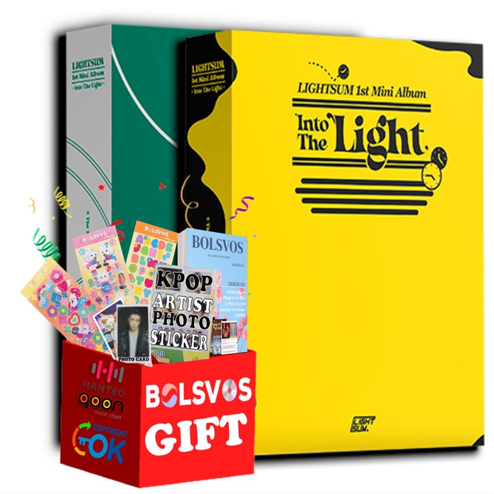 LIGHTSUM - Into The Light [Full Set ver.] (1st Mini Album) 2 Albums+Pre Order Limited Benefits+BolsVos K-POP eBook (21p), 3EA BolsVos Stickers for Toploader, Photocards