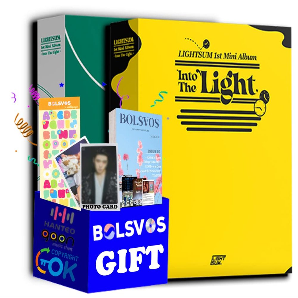 LIGHTSUM - Into The Light [Random ver.] (1st Mini Album) ONE RANDOM Album+Pre Order Limited Benefits+BolsVos K-POP eBook (21p), 1EA BolsVos Stickers for Toploader, Photocards