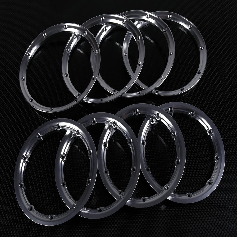 GTBRacing CNC Aluminum Front Rear Wheel Beadlock Rings for 1/5 RC Car LOSI 5IVE-T 5T (8pcs/Set) (Silver)