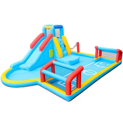 JOYGOOD Large Outdoor Inflatable Bouncers, Park Multiplayer Jumping Castle Slide, Climbing,Football Field,Volleyball Net,Slide,Ball Pool (Color : Colour, Size : 19 ft)