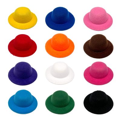 ASUNFO 12 Pcs Mini Top Hat Miniature Tiny Formal Hats Felt Colorful for Crafts Doll Accessories Christmas Party Ornaments 12 Colors 2.3"