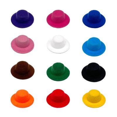 ASUNFO 12 Pcs Mini Top Hat Miniature Tiny Formal Hats Felt Colorful for Crafts Doll Accessories Christmas Party Ornaments 12 Colors 1.6"
