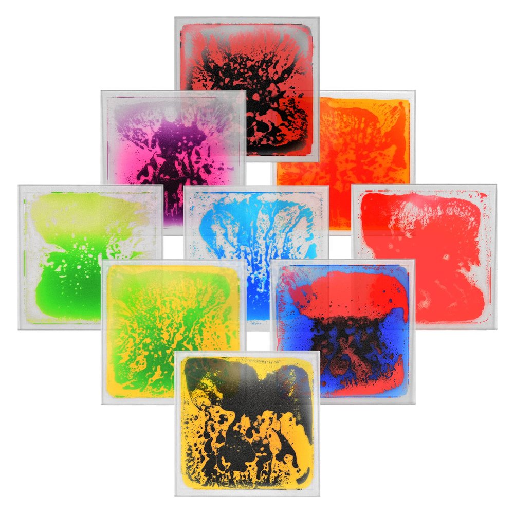 Art3d Liquid Fusion Activity Play Mat for Kids, Pack of 9 Tiles 12" X 12", Transparent Substrate