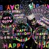 Glow Neon Party Supplies- Glow in the Dark Glow Happy Birthday Banner, Plates, Tablecloths, Cups, Napkins, Straws, Hanging Swirls, Neon Balloons, for Blacklight Party Decorations Serves 20 (Set-01) view 3