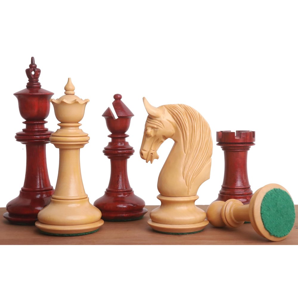 Royal Chess Mall- 4.6" Bath Luxury Staunton Chess Pieces Only Set - Bud Rosewood - Triple Weight