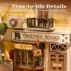 Rolife DIY Book Nook Kit 3D Wooden Puzzle for Adults 9.5" Bookshelf Indert Decor with LED Miniature Dollhouse Kit Bookend Crafts Diorama Hobbies Gifts for Boys Girls (Sunshine Town) view 3