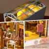 Rolife DIY Book Nook Kit 3D Wooden Puzzle for Adults 9.5" Bookshelf Indert Decor with LED Miniature Dollhouse Kit Bookend Crafts Diorama Hobbies Gifts for Boys Girls (Sunshine Town) view 4