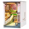 Rolife DIY Book Nook Kit 3D Wooden Puzzle for Adults 8.7" Bookshelf Indert Decor with LED Miniature Dollhouse Kit Bookend Crafts Diorama Hobbies Gifts for Boys Girls (Sakura Densya) view 1