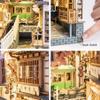 Rolife DIY Book Nook Kit 3D Wooden Puzzle for Adults 8.7" Bookshelf Indert Decor with LED Miniature Dollhouse Kit Bookend Crafts Diorama Hobbies Gifts for Boys Girls (Sakura Densya) view 3