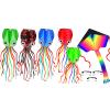 6 Pack Octopus Kite, 3D Kite Long Tail Easy Flyer Kite Beach Kites People Adults Gift Kites for Kids Easy to Fly, Kite Kit with Kite String 100M, Kiteboarding Kite for Adults view 1