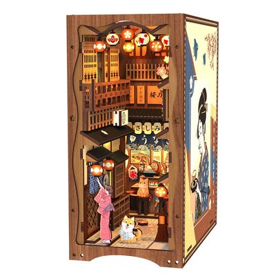 CUTEBEE Book Nook Kit - DIY Miniature House Japanese Sakura Dollhouse Kit for Adults, Booknook Tiny House Bookshelf Decor 3D Wooden Puzzle, Gifts for Family, Friends (Under The Sakura Tree)