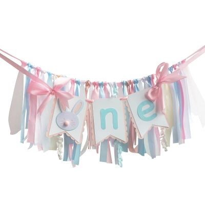 Baby Birthday Decoration 1st Birthday High Chair Tutu Skirt Banner Rabbit Theme Party Supplies Sweet First Birthday Banner (Blue)