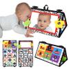 Dr.Rapeti Tummy Time Floor Mirror for Baby Infant Toddler Kids Black and White High Contrast Baby Toy with Teethers Floor Activity Toy Washable Non-Toxic view 1