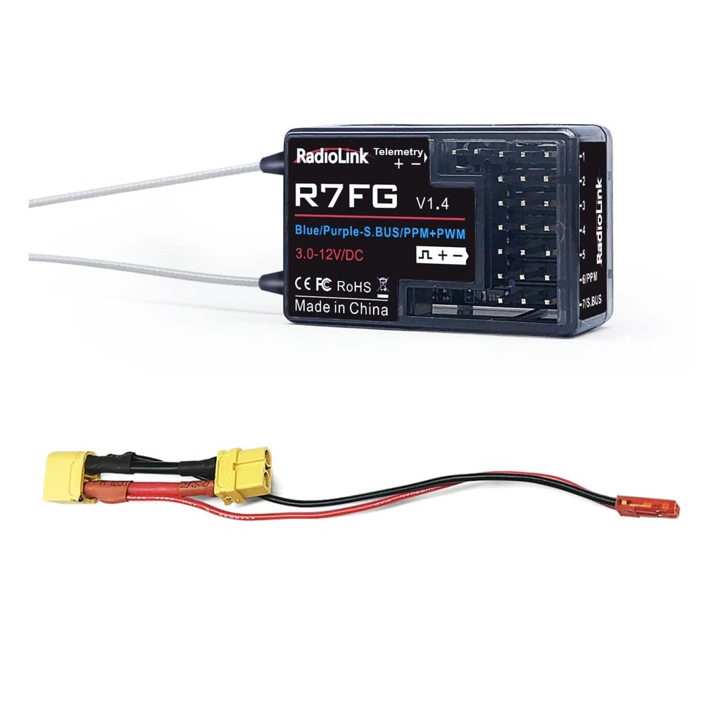 HTLNUZD Radiolink RC6GS V3 7 Channels 2.4GHz RC Transmitter, with R7FG Gyro RX Volt Telemetry Integrated Receiver Dual Mix Programmable Controller for Crawler, Tanks, Buggy, Boats