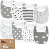 8-Pack Organic Baby Bibs for Boys, Girls - Soft Cotton Drooling and Teething Bibs for Baby Girl & Boy, Extra Absorbent, Easy to Clean & Put On for Toddler, Newborn, Infant 0-24 Months (Grayscape) view 1