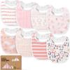 8-Pack Organic Baby Bibs for Boys, Girls - Soft Cotton Drooling and Teething Bibs for Baby Girl & Boy, Extra Absorbent, Easy To Clean & Put On for Toddler, Newborn, Infant 0-24 Months (Sweet Charm) view 1