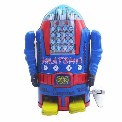 Charmgle Space Robot Wind-Up Tin Toy Adult Collection Clockwork Toys Novelty Gifts Home Store Decoration Party Ornaments Dark Blue