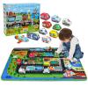 Dr.Rapeti Soft Toy Car Set for Babies Infants Toddlers Kids 1 Oversize Play Mat 10 Soft Toy Cars 47x30inches Washable Non-Toxic view 1
