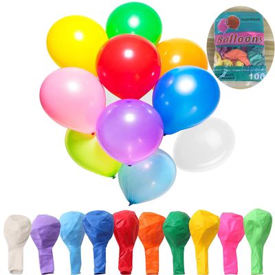 100pcs Rainbow Balloons, 12 Inch Latex Balloons in 10 colors, Decoration for Party, Birthday, Kids Activities, Wedding or Courtyard Arch Garland