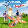 3 Pack Foam Airplane Launcher Toy with 3 DIY Stickers, 12.6" Glider Led Plane, Catapult Plane Boy Toys, Outdoor Sport Flying Toys for Kids Birthday Gifts for 4 5 6 7 8 9 10 11 12 Year Old Boys Girls view 2