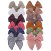 12 PCS Linen Bow Hair Clips for Baby Girls Hair Bows Alligator Clips Accessories Infants Toddler Kids Hairgrips (Linen Fable Bow 4'') view 1