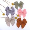 12 PCS Linen Bow Hair Clips for Baby Girls Hair Bows Alligator Clips Accessories Infants Toddler Kids Hairgrips (Linen Fable Bow 4'') view 2