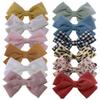 12 PCS Linen Bow Hair Clips for Baby Girls Hair Bows Alligator Clips Accessories Infants Toddler Kids Hairgrips (Classical Bow 3.5'') view 1