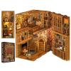 Cutefun Book Nook Kit Library, DIY Miniature Booknook Kit for Adults, 3D Wooden Puzzle Bookend Bookshelf Decor with LED Light & Dust Cover Christmas Crafts Gifts for Book Lovers (Eternal Bookstore) view 1