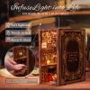 Cutefun Book Nook Kit Library, DIY Miniature Booknook Kit for Adults, 3D Wooden Puzzle Bookend Bookshelf Decor with LED Light & Dust Cover Christmas Crafts Gifts for Book Lovers (Eternal Bookstore) view 3