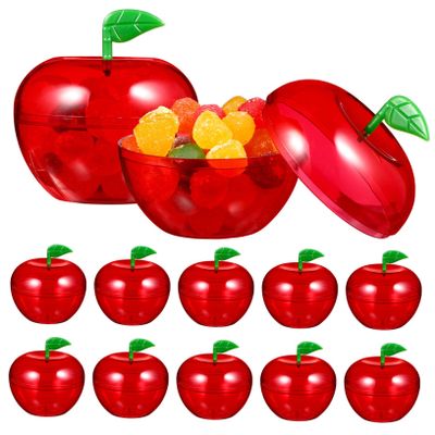 12Pcs Plastic Containers for Favors, Christmas Wedding Party Filled Plastic Bobbing Apples, Shaped Candy Filling Containers Jar for Christmas Party Decor