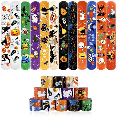JDSTY 48 PCS Halloween Slap Bracelets Toys for Kids Girls Boys Party Favors Treat Bags Gifts