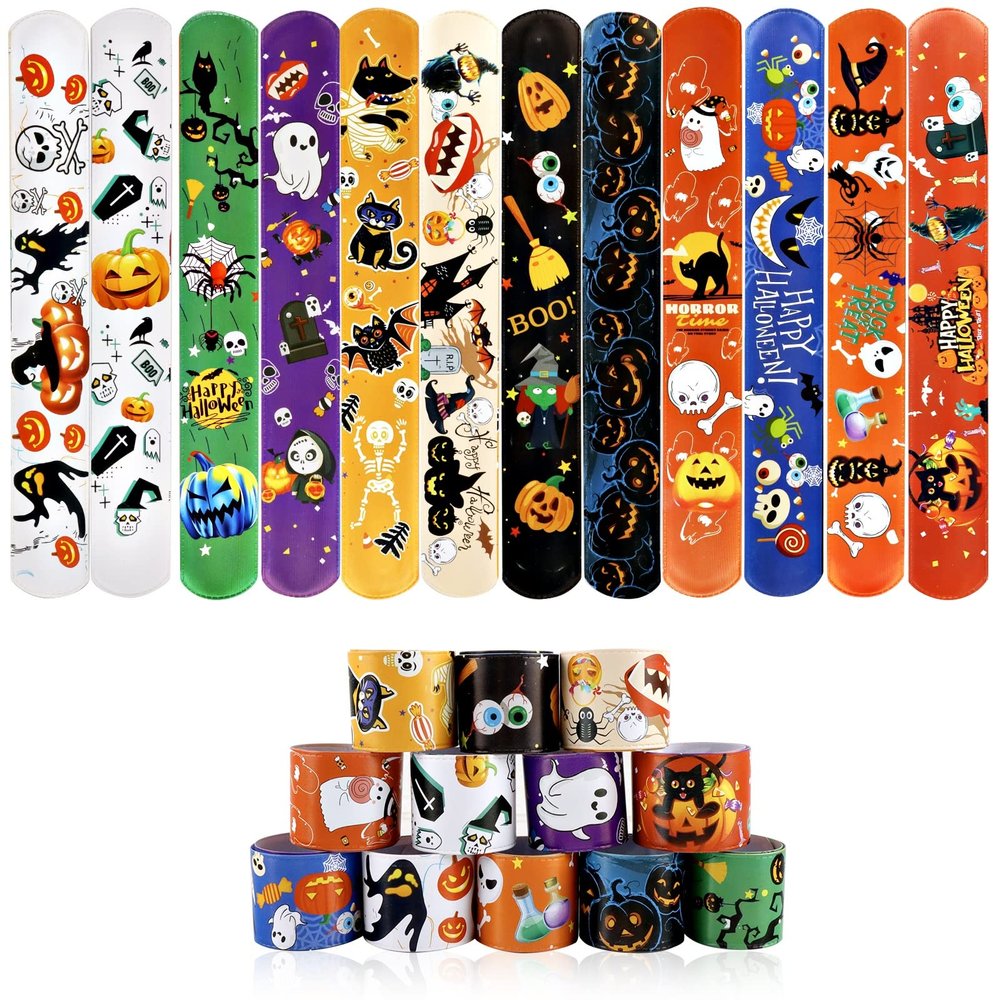 JDSTY 48 PCS Halloween Slap Bracelets Toys for Kids Girls Boys Party Favors Treat Bags Gifts
