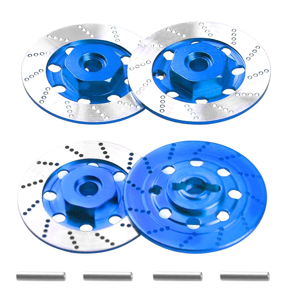 4Pack Vgoohobby Metal 12mm RC Car Hex Hub 12mm Brake Disc Wheel Hubs Adapter Spacer Compatible with Traxxas Tamiya Redcat HSP HPI 1/10 On-Road Car (Blue)