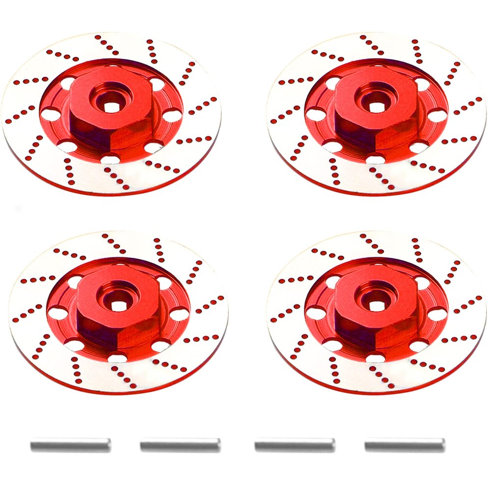 4Pack Vgoohobby Metal 12mm RC Car Hex Hub 12mm Brake Disc Wheel Hubs Adapter Spacer Compatible with Traxxas Tamiya Redcat HSP HPI 1/10 On-Road Car (Red)