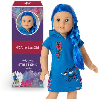 American Girl Truly Me 18-inch Doll #90 with Blue Eyes, Long Blue Hair, and Lt-to-Med Skin in Skater Dress, For Ages 6+