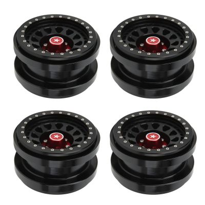 4 PCS 2.9 Inch Wheels 12 Hole Alloy Wheels, 1/6 Car Wheels for AXAIL SCX6 1/6 Car(Black)