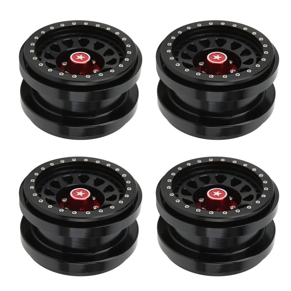 4 PCS 2.9 Inch Wheels 12 Hole Alloy Wheels, 1/6 Car Wheels for AXAIL SCX6 1/6 Car(Black)