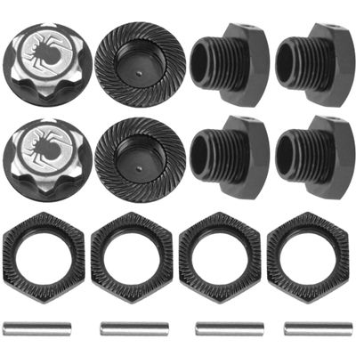 Vgoohobby 17mm Wheel Hex Cover Lock Anti-Skid Dust Nut & 17mm Wheel Hex Hubs Tires Adapter Compatible with Traxxas HPI HSP Losi Axial Kyosho Tamiya Redcat Himoto 1/8 RC Car (Black)