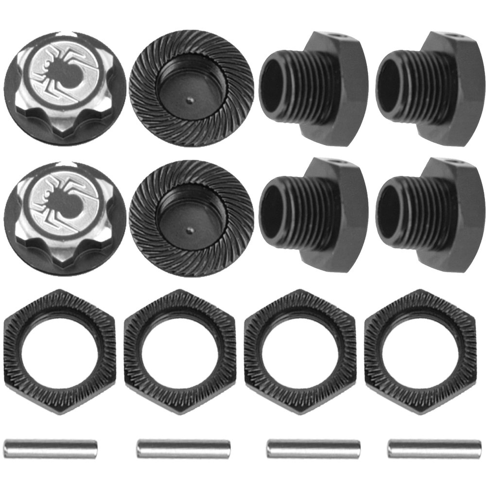 Vgoohobby 17mm Wheel Hex Cover Lock Anti-Skid Dust Nut & 17mm Wheel Hex Hubs Tires Adapter Compatible with Traxxas HPI HSP Losi Axial Kyosho Tamiya Redcat Himoto 1/8 RC Car (Black)