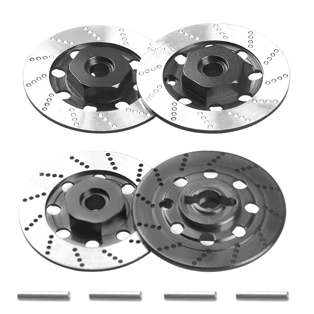 4Pack Vgoohobby Metal 12mm RC Car Hex Hub 12mm Brake Disc Wheel Hubs Adapter Spacer Compatible with Traxxas Tamiya Redcat HSP HPI 1/10 On-Road Car (Black)
