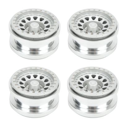 VBESTLIFE 4 PCS 2.9 Inch Wheels 12 Hole Alloy Wheels, 1/6 RC Car Wheels for AXAIL SCX6 1/6 RC Car(Silver)