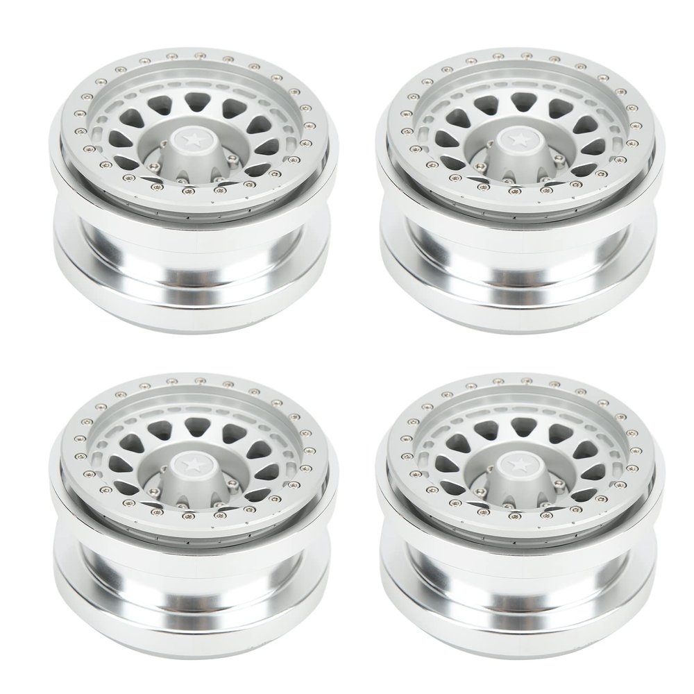 VBESTLIFE 4 PCS 2.9 Inch Wheels 12 Hole Alloy Wheels, 1/6 RC Car Wheels for AXAIL SCX6 1/6 RC Car(Silver)