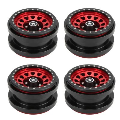 4 PCS 2.9 Inch Wheels 12 Hole Alloy Wheels, 1/6 Car Wheels for AXAIL SCX6 1/6 Car(Red)