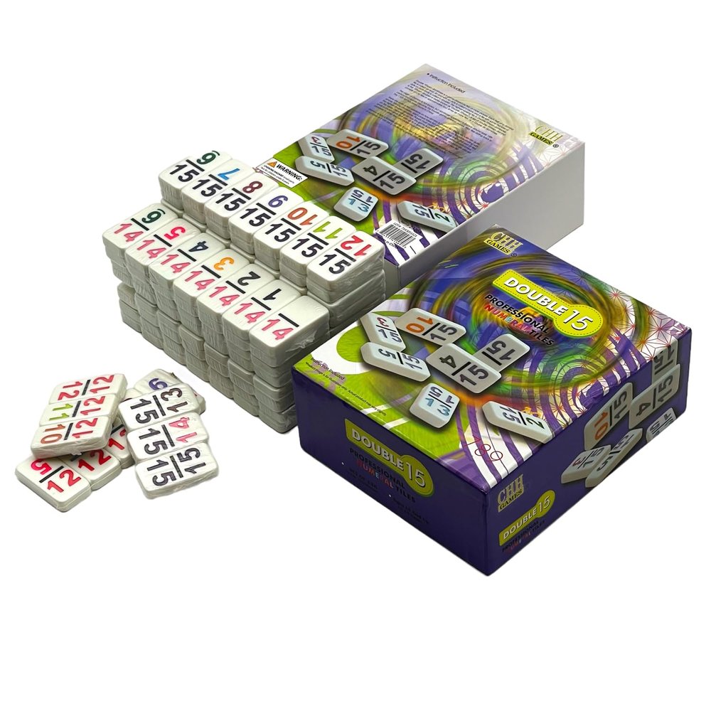 CHH 15 Professional Double Domino with Color Numbers  136 Pieces Domino Set for All Ages
