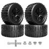 FriHobby Pre-Glued 1/10 Scale RC Truck Wheels and Tires 12mm Hex 2.8 RC MT Tires Compatible with Traxxas Stampede Rustler Hoss Redcat Volcano Blackout XTE 1/10 RC Monster Truck 2S-4S Brushless Power view 1