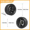 FriHobby Pre-Glued 1/10 Scale RC Truck Wheels and Tires 12mm Hex 2.8 RC MT Tires Compatible with Traxxas Stampede Rustler Hoss Redcat Volcano Blackout XTE 1/10 RC Monster Truck 2S-4S Brushless Power view 2