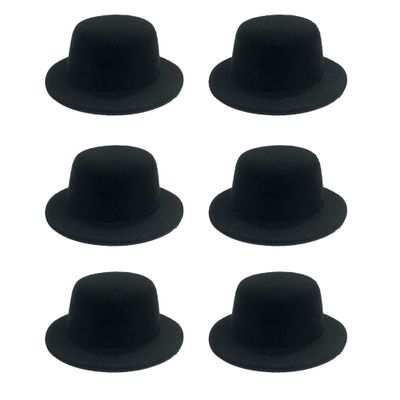 ASUNFO 6 Pcs Mini Top Hat Miniature Formal Hats Felt for Crafts Hair Accessories Christmas Party Ornaments Black 5.1"