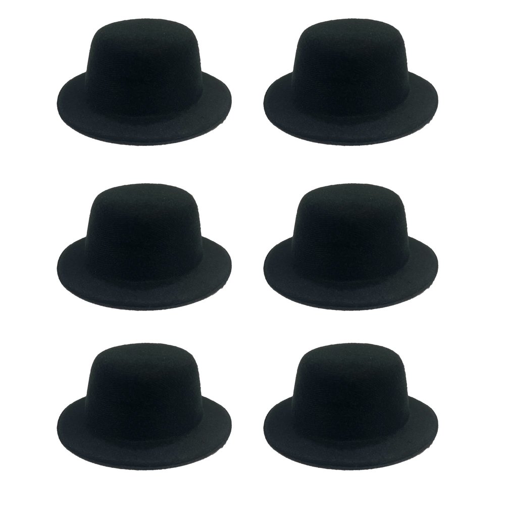 ASUNFO 6 Pcs Mini Top Hat Miniature Formal Hats Felt for Crafts Hair Accessories Christmas Party Ornaments Black 5.1"